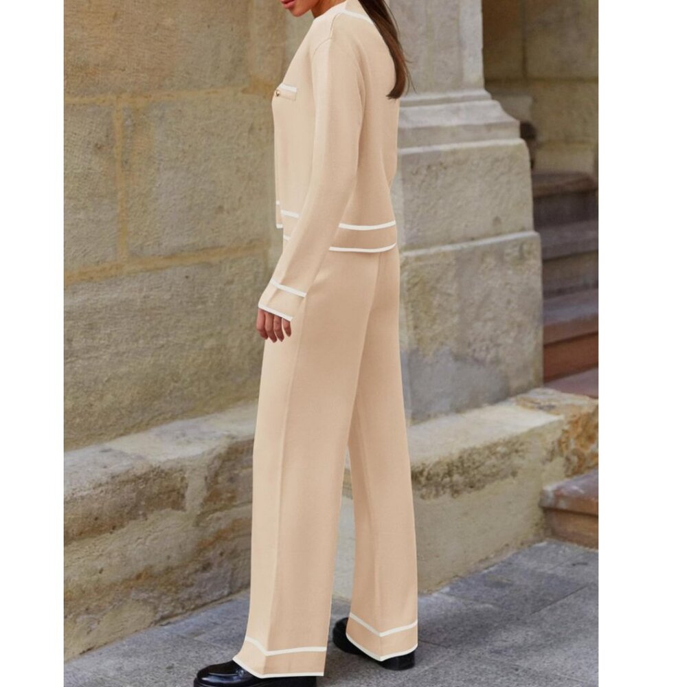 ZESICA Knit Two‑Piece Lounge Set – Sweater Top & Wide‑Leg Pants – M NWT - Picture 5 of 10